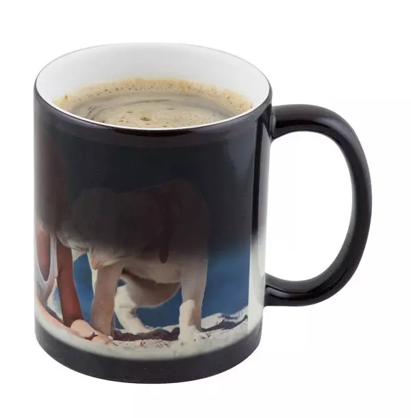 Skodelica presenečenja s sliko in napisom