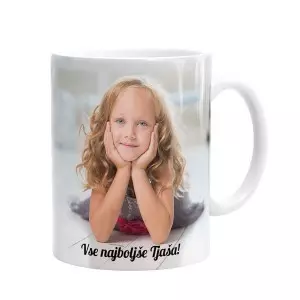 Bela skodelica s sliko ali napisom