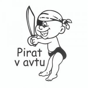 Pirat v avtu nalepka za avto za otroke