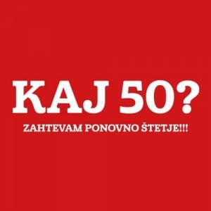 Alternative view of Kaj 50? Zahtevam ponovno štetje, majica z lastnim tekstom