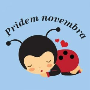 Alternative view of Pridem novembra, nosečniška majica z napisom