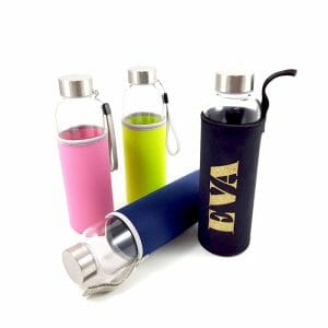 Flaška z imenom na neoprenu - srebrna in zlata