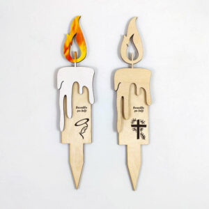 Lesena eko sveča z napisom